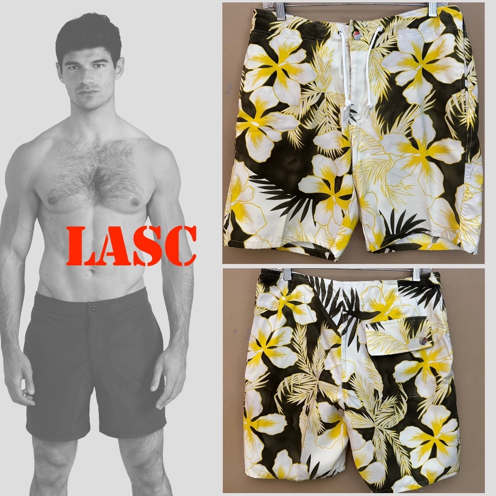 LASC Stretch Swim Trunks Medium 7.5" inseam Gently worn 100% polyester stretch